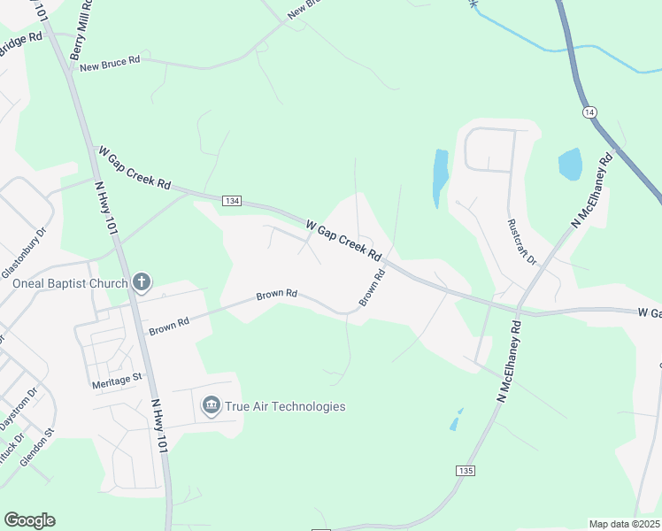 map of restaurants, bars, coffee shops, grocery stores, and more near 3591 Brown Road in Greer