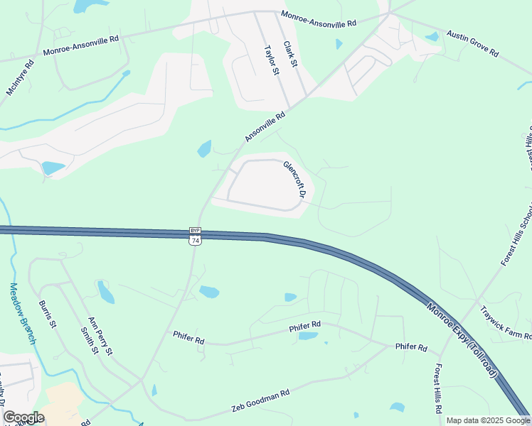 map of restaurants, bars, coffee shops, grocery stores, and more near 226 Glencroft Drive in Wingate