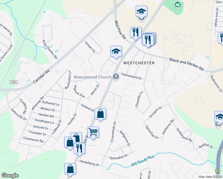 map of restaurants, bars, coffee shops, grocery stores, and more near 592 Countrytown Drive in Hope Mills