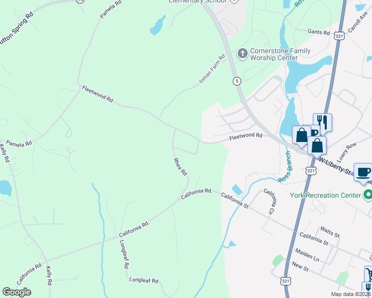map of restaurants, bars, coffee shops, grocery stores, and more near 321 Woodcrest Drive in York