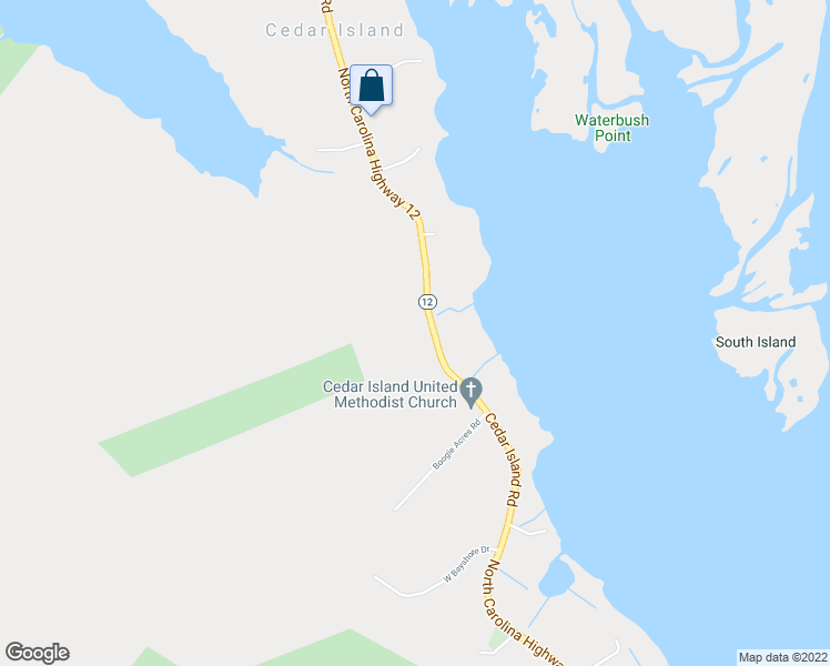 map of restaurants, bars, coffee shops, grocery stores, and more near 3019 Cedar Island Road in Cedar Island
