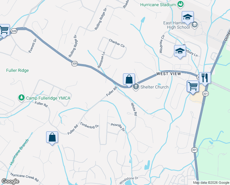 map of restaurants, bars, coffee shops, grocery stores, and more near 401 White Road in Chattanooga