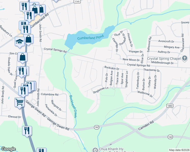 map of restaurants, bars, coffee shops, grocery stores, and more near 2555-2559 Cameron Woods Lane in Fayetteville