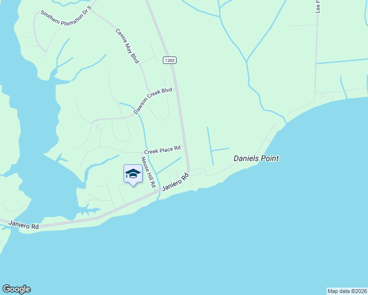 map of restaurants, bars, coffee shops, grocery stores, and more near State Road 1302 in Pamlico