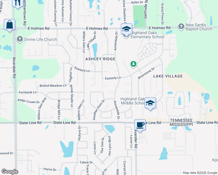 map of restaurants, bars, coffee shops, grocery stores, and more near 5495 Philgrove Way in Memphis