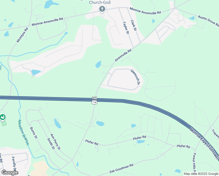 map of restaurants, bars, coffee shops, grocery stores, and more near 202 Glencroft Drive in Wingate
