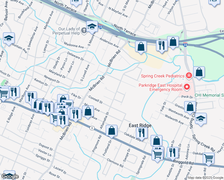 map of restaurants, bars, coffee shops, grocery stores, and more near 1115 Altamaha Street in Chattanooga