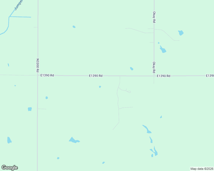 map of restaurants, bars, coffee shops, grocery stores, and more near E1390 Road in Wanette
