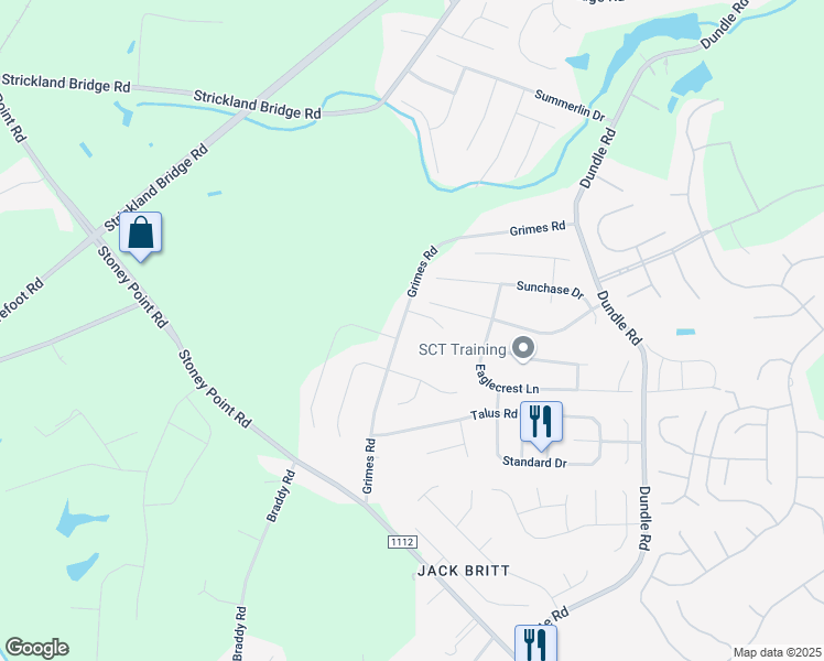 map of restaurants, bars, coffee shops, grocery stores, and more near 5473 Grimes Road in Fayetteville