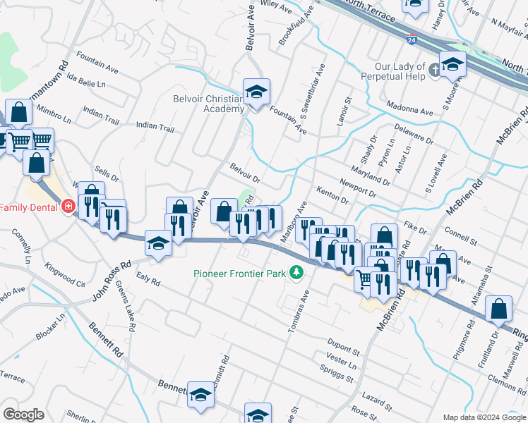 map of restaurants, bars, coffee shops, grocery stores, and more near 4145 Ringgold Road in Chattanooga