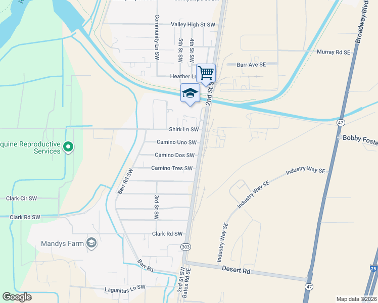 map of restaurants, bars, coffee shops, grocery stores, and more near 212 Camino Uno Southwest in Albuquerque