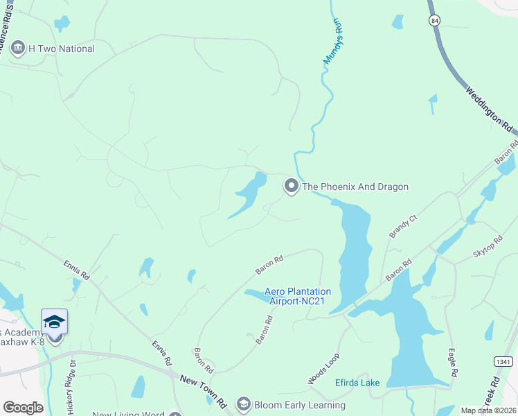 map of restaurants, bars, coffee shops, grocery stores, and more near 630 Lochaven Road in Waxhaw