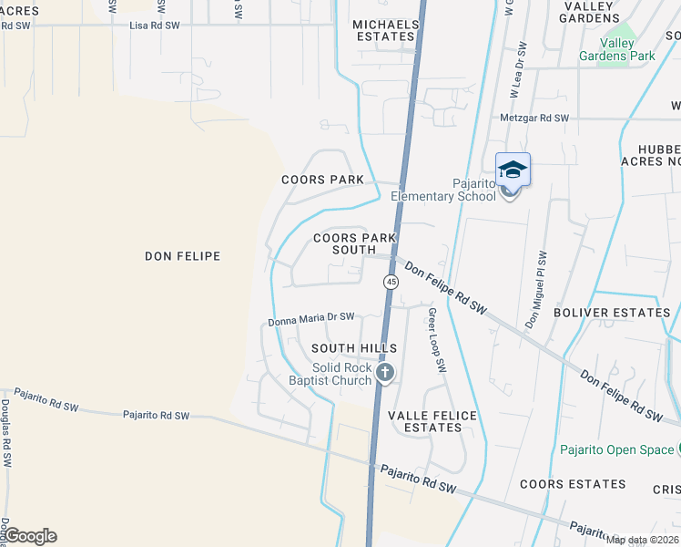 map of restaurants, bars, coffee shops, grocery stores, and more near 5404 Don Luciano Court Southwest in Albuquerque