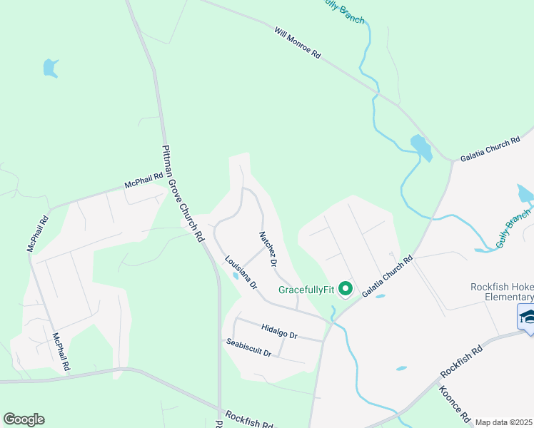 map of restaurants, bars, coffee shops, grocery stores, and more near 470 Natchez Drive in Raeford
