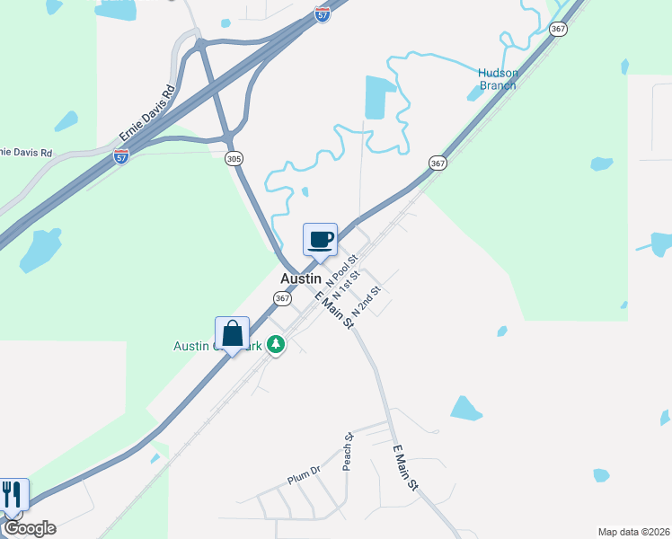map of restaurants, bars, coffee shops, grocery stores, and more near 101-113 Austin in Austin