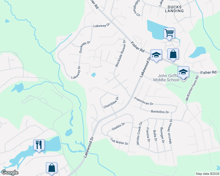 map of restaurants, bars, coffee shops, grocery stores, and more near 2933 Bargemaster Drive in Fayetteville