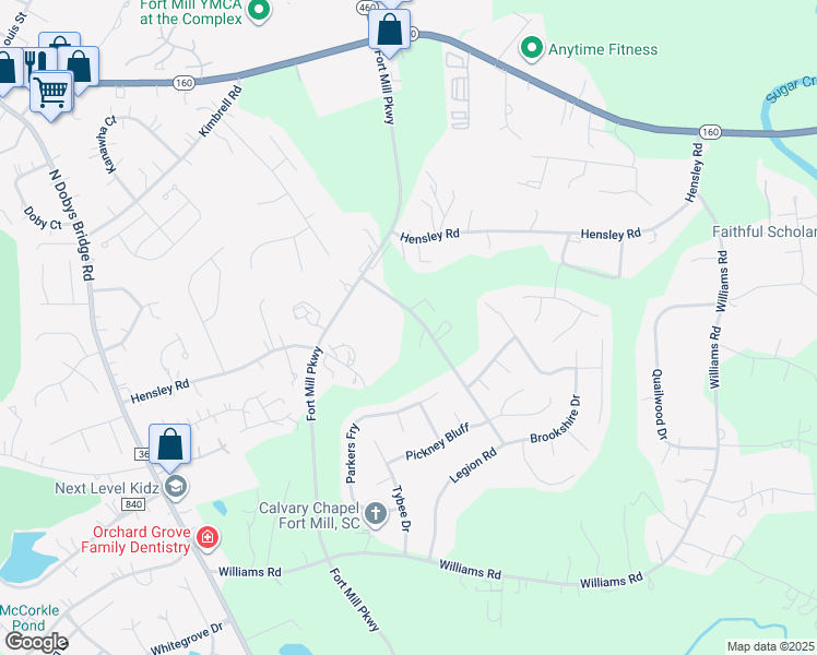 map of restaurants, bars, coffee shops, grocery stores, and more near 1459 Legion Road in Fort Mill
