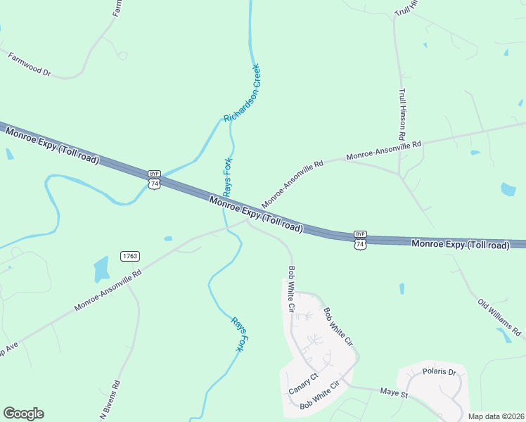 map of restaurants, bars, coffee shops, grocery stores, and more near 4000-4198 Monroe-Ansonville Road in Wingate