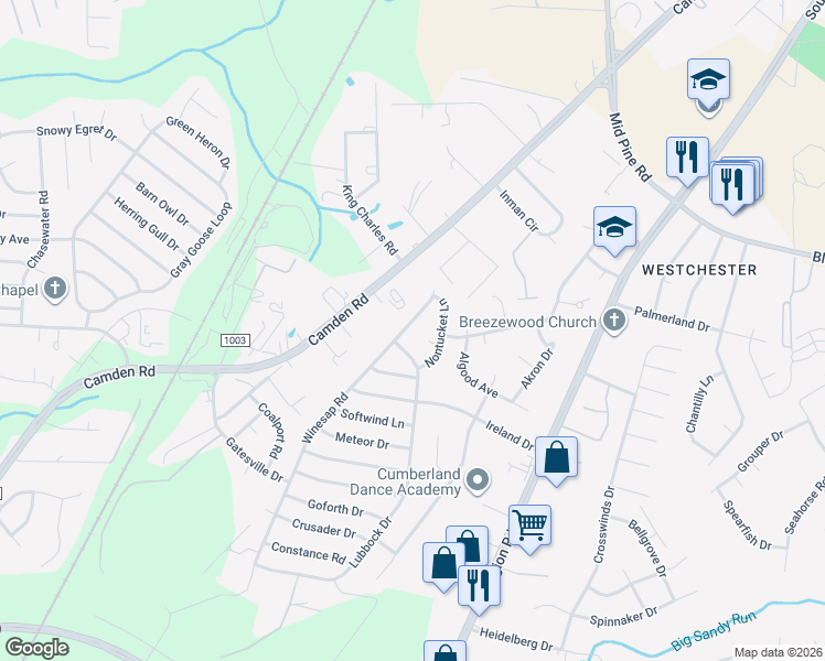 map of restaurants, bars, coffee shops, grocery stores, and more near 3147 Winesap Road in Hope Mills
