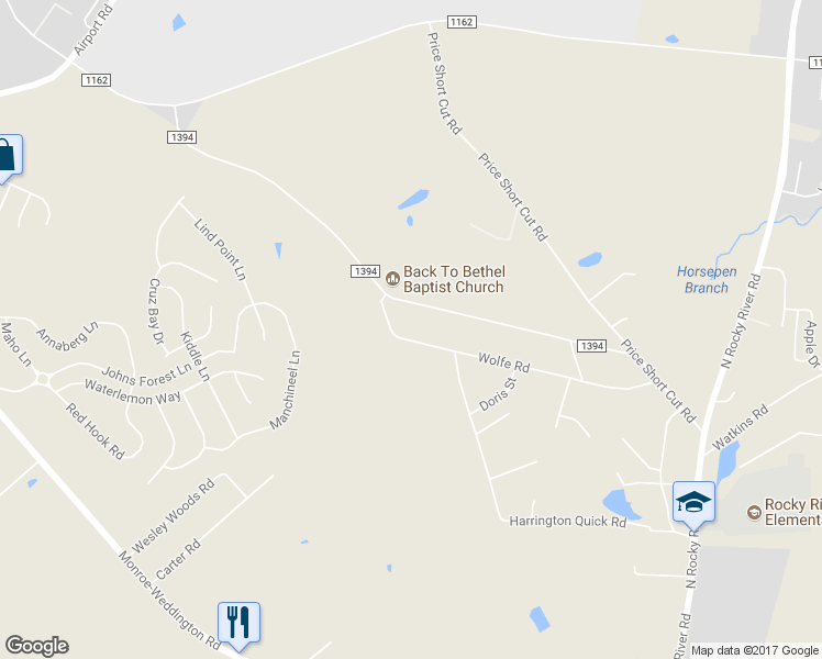 map of restaurants, bars, coffee shops, grocery stores, and more near 3612 Wolfe Road in Monroe