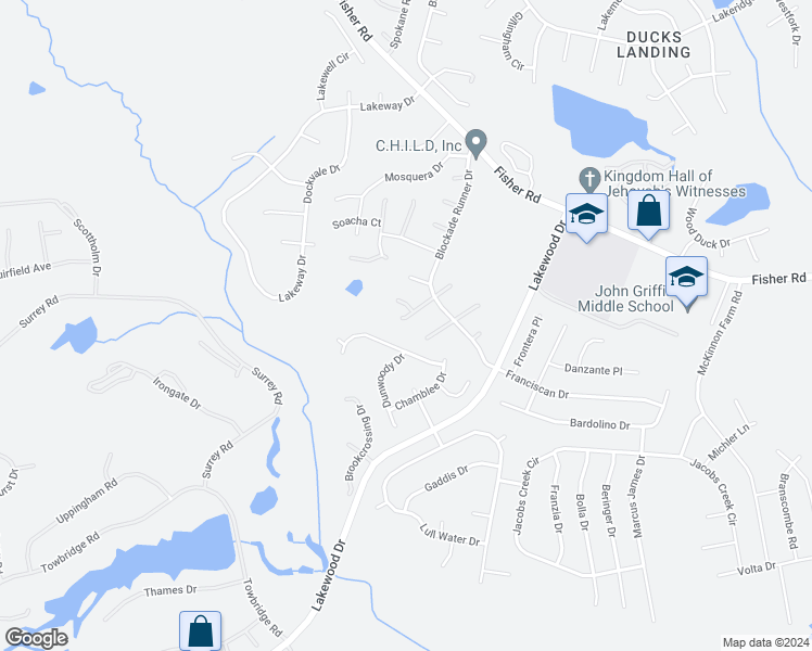 map of restaurants, bars, coffee shops, grocery stores, and more near 2929 Bargemaster Drive in Fayetteville