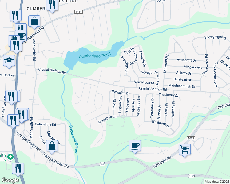 map of restaurants, bars, coffee shops, grocery stores, and more near 2900 Polo Drive in Fayetteville