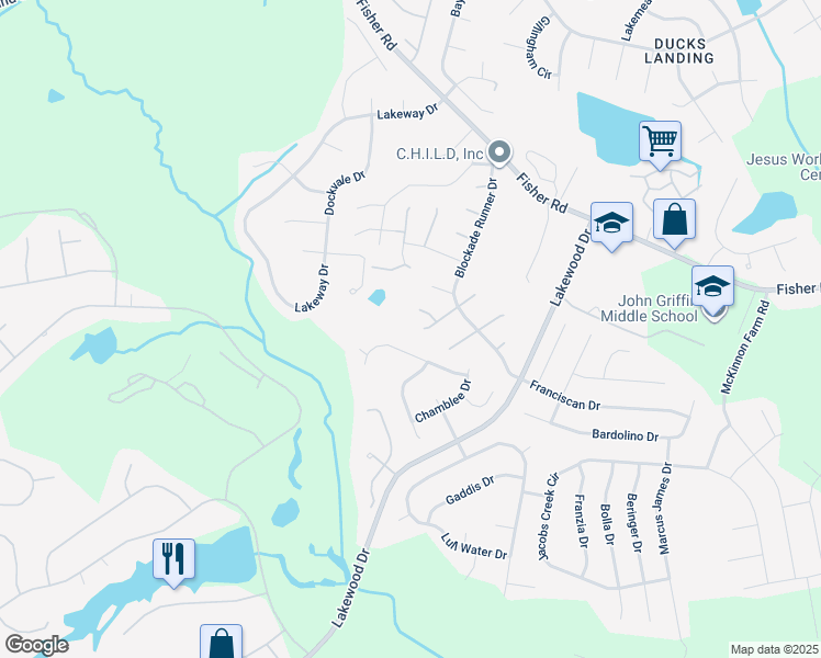 map of restaurants, bars, coffee shops, grocery stores, and more near 2936 Bargemaster Drive in Fayetteville