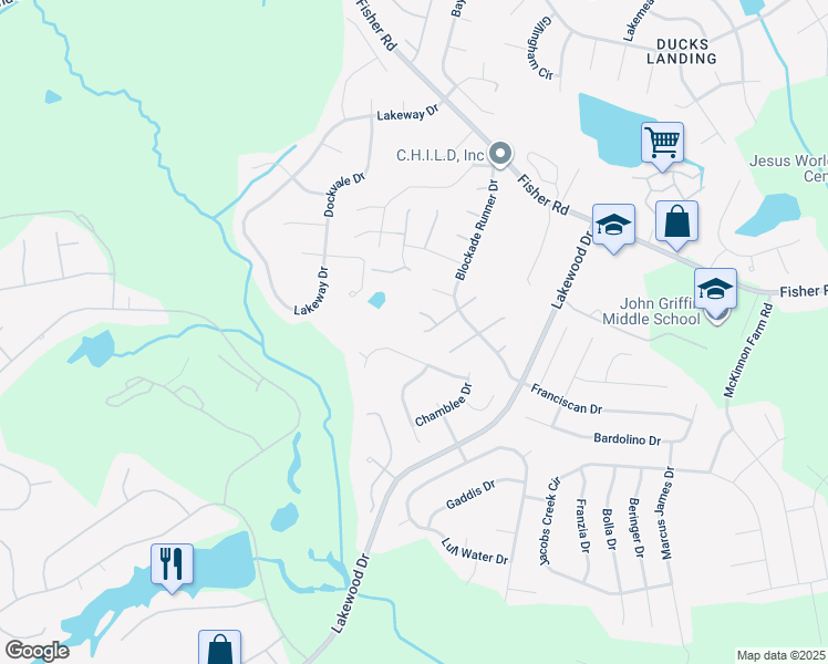 map of restaurants, bars, coffee shops, grocery stores, and more near 2936 Bargemaster Drive in Fayetteville