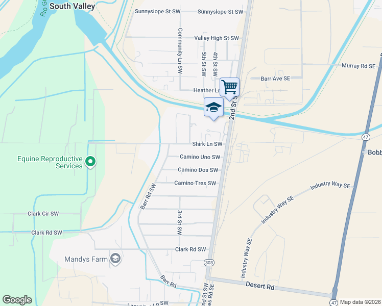 map of restaurants, bars, coffee shops, grocery stores, and more near 228 Camino Uno Southwest in Albuquerque