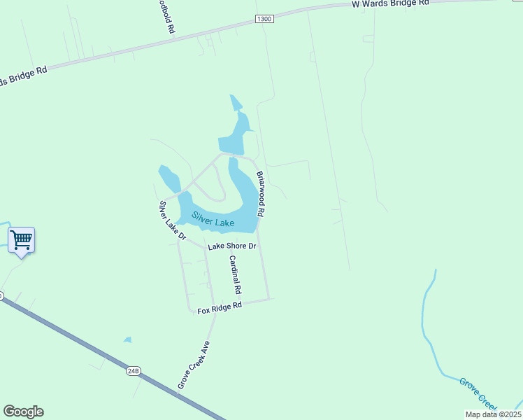 map of restaurants, bars, coffee shops, grocery stores, and more near Briarwood Road in Warsaw