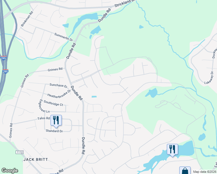 map of restaurants, bars, coffee shops, grocery stores, and more near 3419 Camberly Drive in Fayetteville