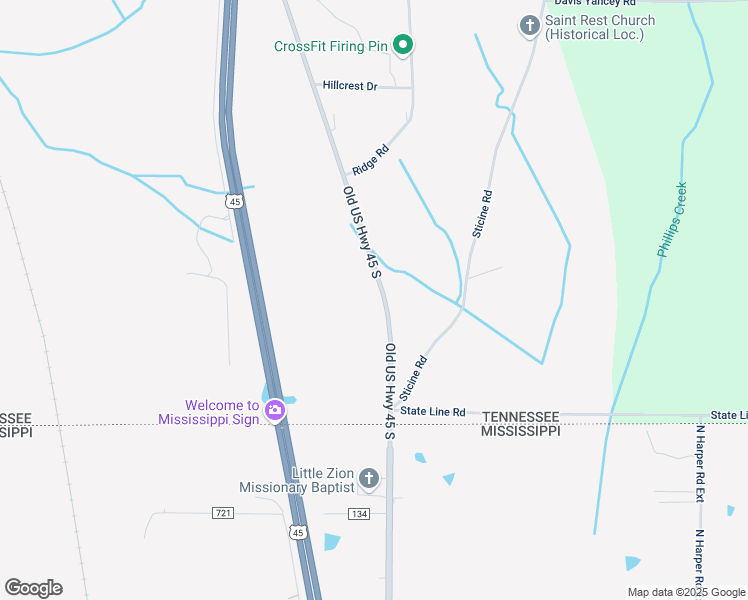 map of restaurants, bars, coffee shops, grocery stores, and more near U.S. 45 in Guys