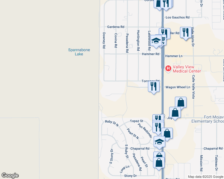 map of restaurants, bars, coffee shops, grocery stores, and more near 1320 Torrance Road in Bullhead City