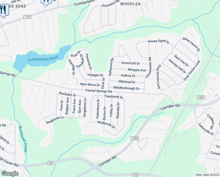 map of restaurants, bars, coffee shops, grocery stores, and more near 1493 Middlesbrough Drive in Fayetteville