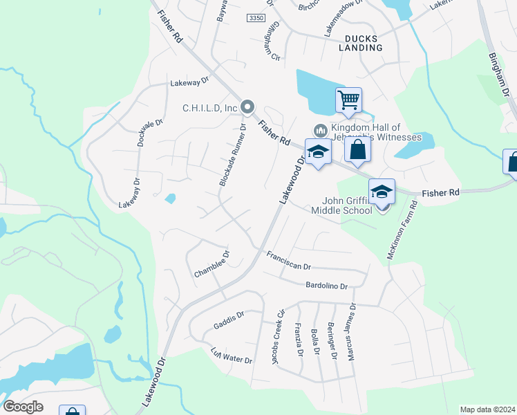 map of restaurants, bars, coffee shops, grocery stores, and more near 2901 Helmsman Drive in Fayetteville