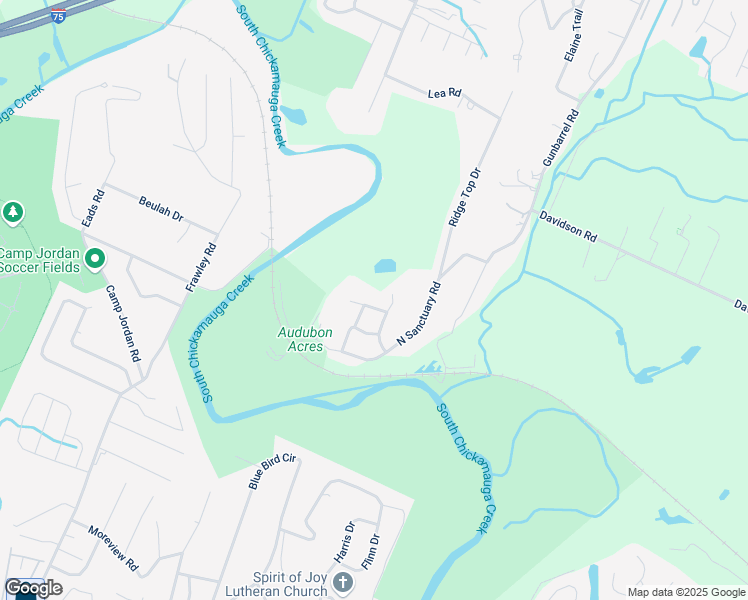 map of restaurants, bars, coffee shops, grocery stores, and more near 1007 Woodfinch Trail in Chattanooga