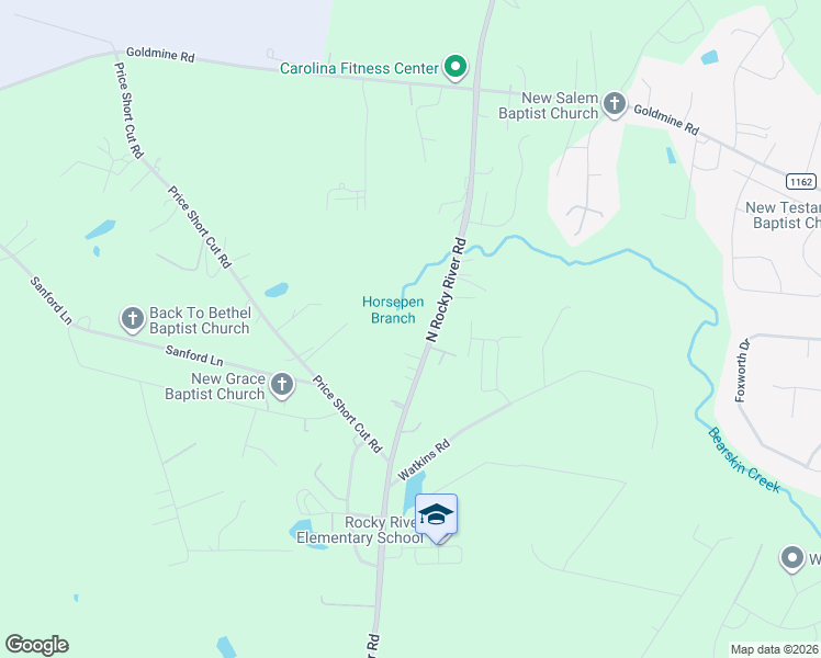 map of restaurants, bars, coffee shops, grocery stores, and more near 917 N Rocky River Rd in Monroe