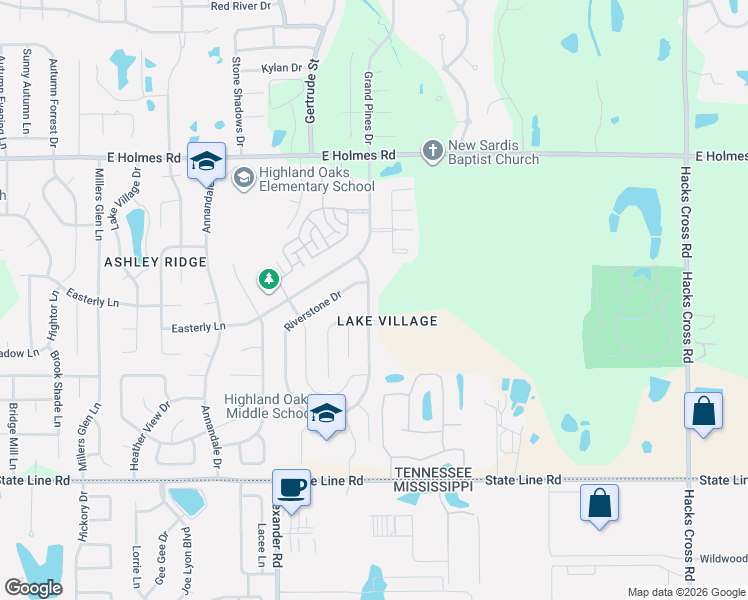 map of restaurants, bars, coffee shops, grocery stores, and more near 5391 Meadowbriar Trail in Memphis