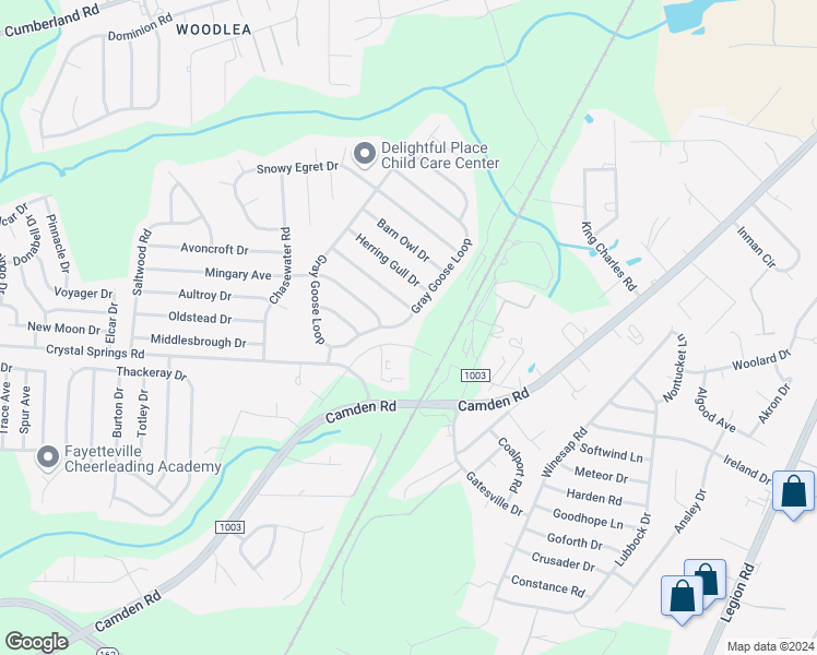map of restaurants, bars, coffee shops, grocery stores, and more near 2309 Gray Goose Loop in Fayetteville