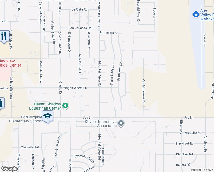 map of restaurants, bars, coffee shops, grocery stores, and more near 2007 Wagon Wheel Lane in Fort Mohave