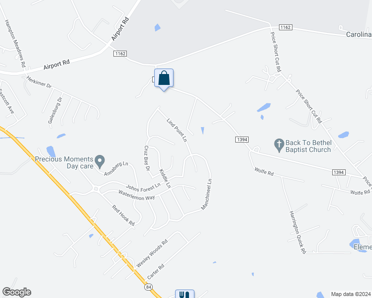 map of restaurants, bars, coffee shops, grocery stores, and more near 322 Lind Point Lane in Monroe