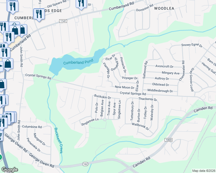 map of restaurants, bars, coffee shops, grocery stores, and more near 5100 Ariel Court in Fayetteville