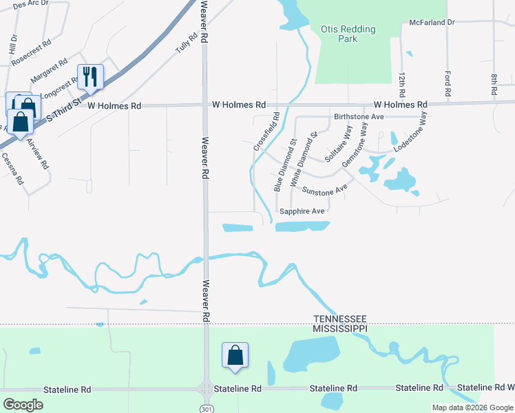 map of restaurants, bars, coffee shops, grocery stores, and more near 868 Ruby Creek Cove in Memphis