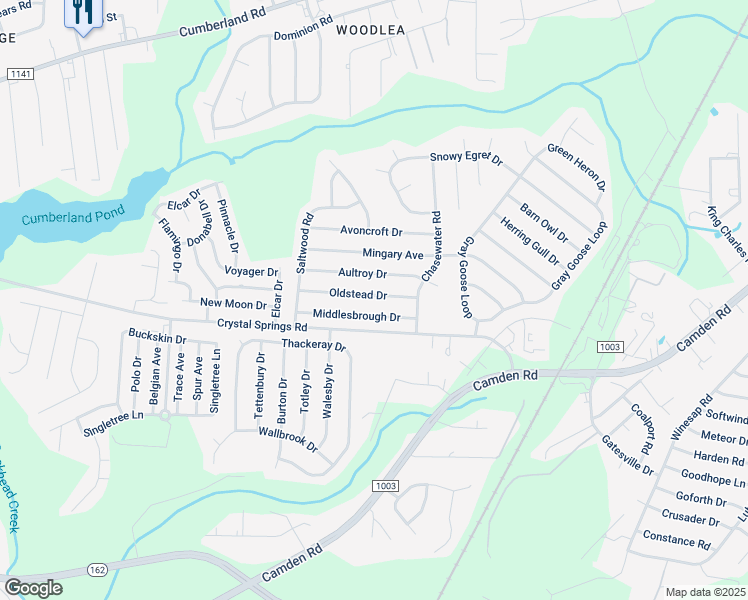map of restaurants, bars, coffee shops, grocery stores, and more near 1435 Oldstead Drive in Fayetteville