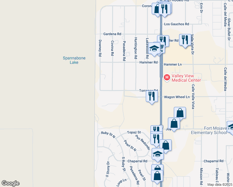 map of restaurants, bars, coffee shops, grocery stores, and more near 1320 Torrance Road in Bullhead City