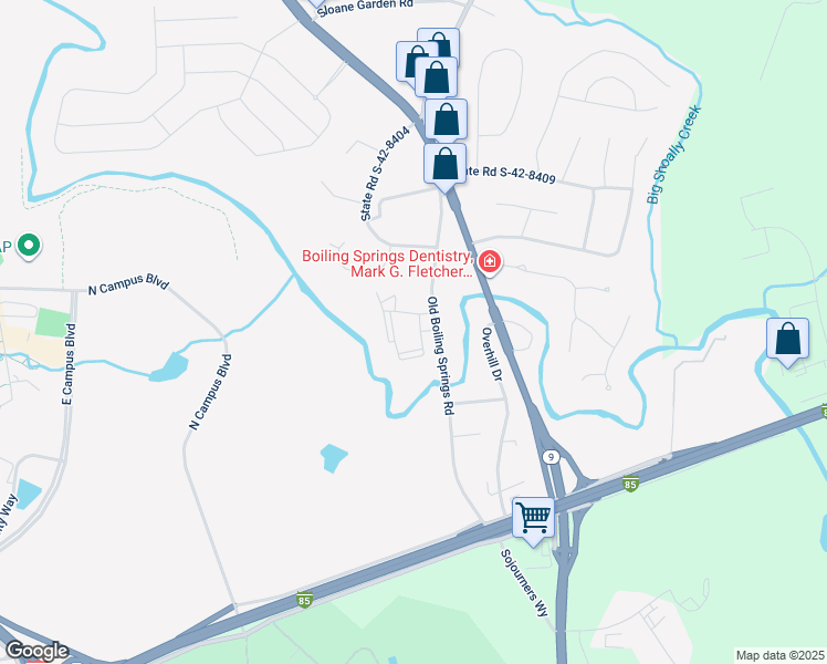 map of restaurants, bars, coffee shops, grocery stores, and more near 803 Lawsons Spring Drive in Spartanburg