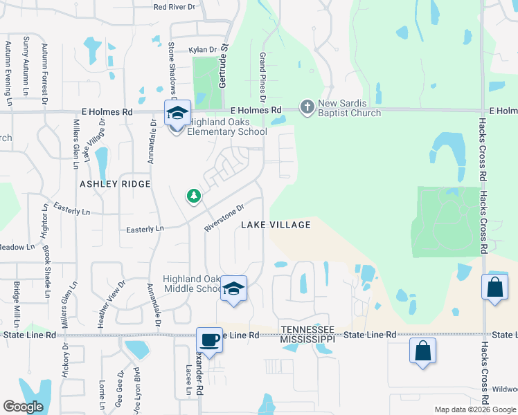 map of restaurants, bars, coffee shops, grocery stores, and more near 5391 Meadowbriar Trail in Memphis