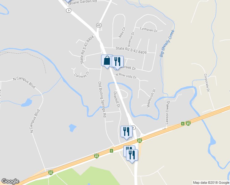 map of restaurants, bars, coffee shops, grocery stores, and more near 622 State Road S-42-2771 in Spartanburg