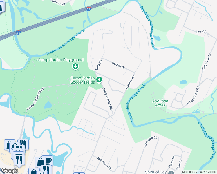 map of restaurants, bars, coffee shops, grocery stores, and more near 309 Michelle Avenue in Chattanooga