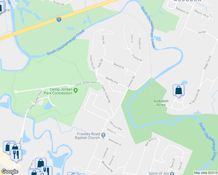 map of restaurants, bars, coffee shops, grocery stores, and more near 309 Michelle Avenue in Chattanooga